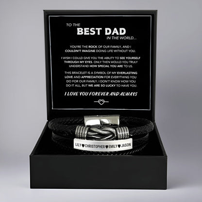 Forever Linked, Engraved Family Names Dad Bracelet
