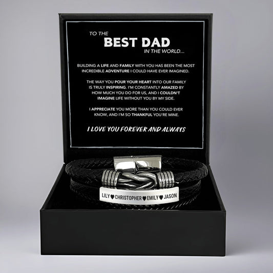 Pulsera personalizada con nombres de familia para papá, siempre vinculada
