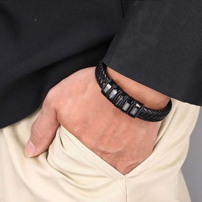 Familia para siempre - Juego de pulseras de cuero personalizadas