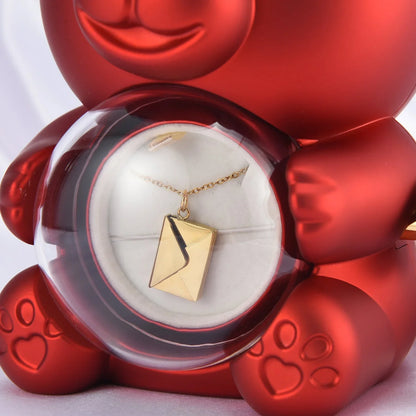 Conjunto de regalo con collar y carta de amor con osito de peluche sorpresa