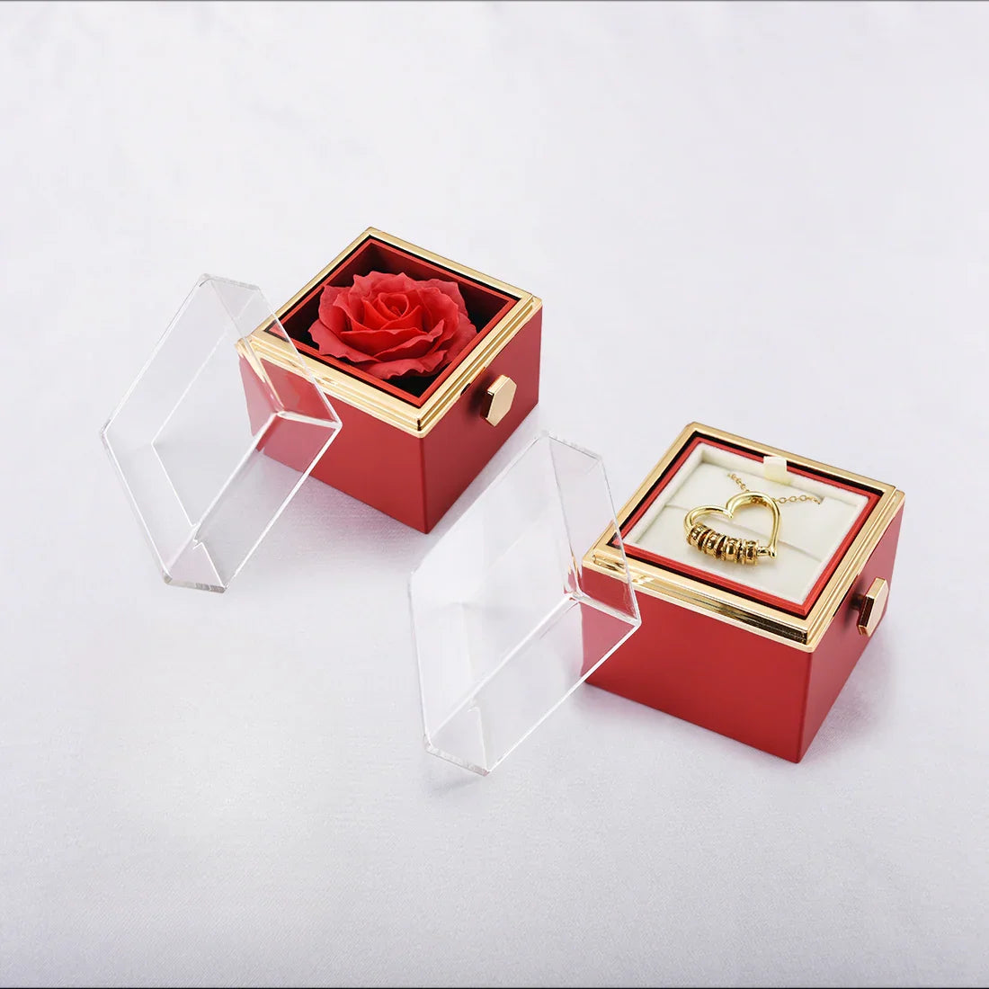 "Heart of Our Family" Necklace with Names Engraving & Forever Rose Box