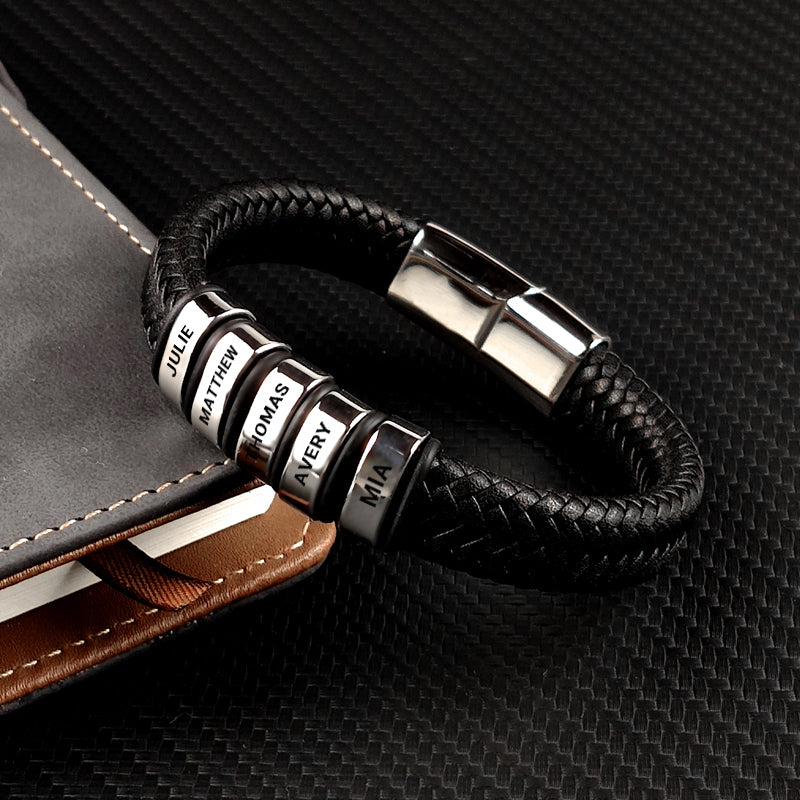 Familia para siempre - Juego de pulseras de cuero personalizadas